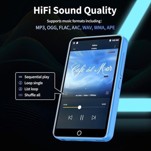 ZAQE 4Inch M505 Pro 80GB Touch Screen Bluetooth 5.0 FM Radio MP3 Player