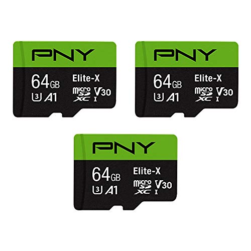 PNY 64GB P-SDU64GX3U3100EX-GE microSDXC Flash Memory Card, 100MB/s Read Speed, Class 10, U3, V30