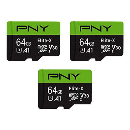PNY 64GB P-SDU64GX3U3100EX-GE microSDXC Flash Memory Card, 100MB/s Read Speed, Class 10, U3, V30