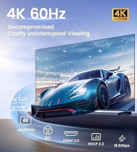 NEWCARE HDMI Splitter 1 in 3 Out, 4K@60Hz, HDMI 2.0, Black