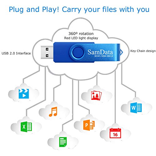 SamData 32GB USB Flash Drive 2 Count USB 2.0 High-Speed Read/Write Memory Stick