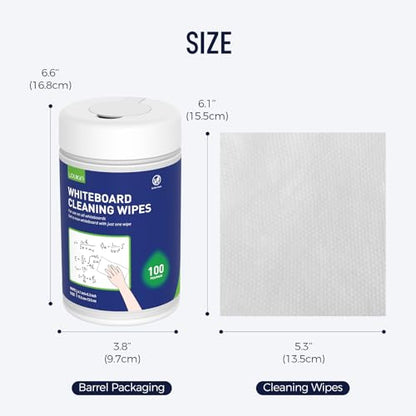 Loukin 100 Count W3203 Unscented Whiteboard Cleaning Wipes Canister