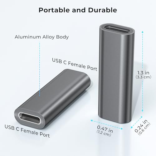 Basesailor USB C Female to Female Adapter 100W Type C Coupler 10Gbps