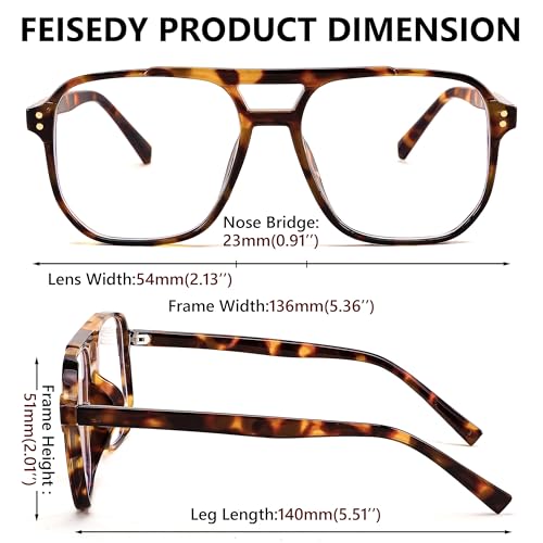 FEISEDY 54MM B2866 Anti-Blue Light Glasses Square Frame