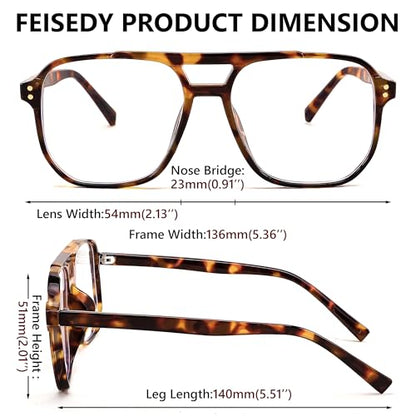 FEISEDY 54MM B2866 Anti-Blue Light Glasses Square Frame