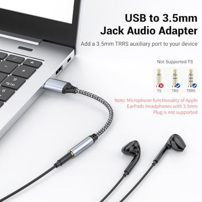 Pastall USB-3.5T-Cable 48KHz Surround Sound External Audio Adapter
