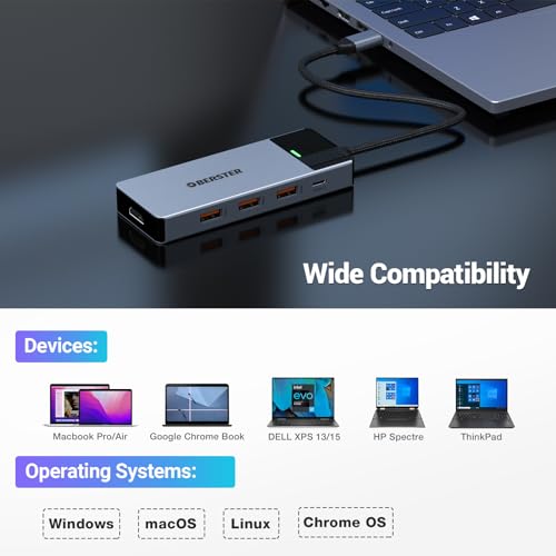 OBERSTER 5 in 1 USB-C Hub OB-HB046-E-011 with 4K HDMI Output and USB 3.2 Ports