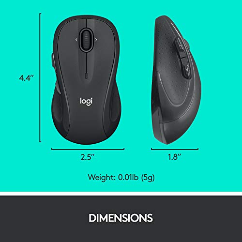 Logitech M510 Wireless Mouse USB Optical Connection, 1000 DPI, Battery Powered, Ergonomic Design, Graphite