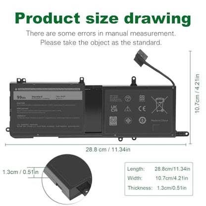 ASUNCELL 9NJM1 Lithium Ion Battery 11.4V 99Wh 3-Cell for Dell Alienware 15 R3, R4, 17 R4, R5