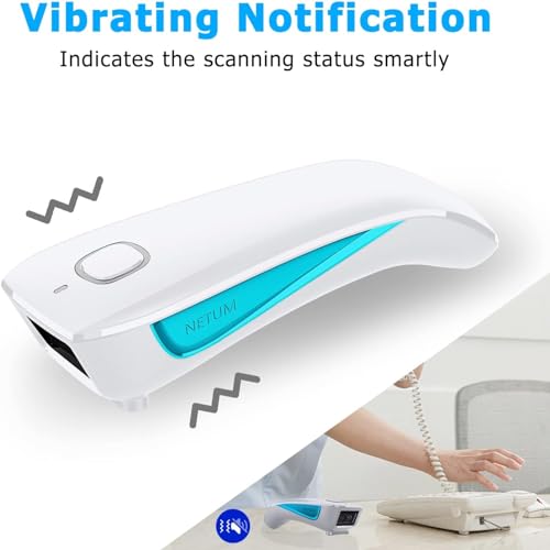NETUM 2D Barcode Scanner C850 Portable Bluetooth Scanner Bluetooth Wireless, USB, and Wired Connectivity for Desktop and Mobile, 60 Degrees Viewing Angle