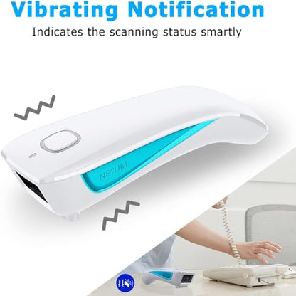 NETUM 2D Barcode Scanner C850 Portable Bluetooth Scanner Bluetooth Wireless, USB, and Wired Connectivity for Desktop and Mobile, 60 Degrees Viewing Angle