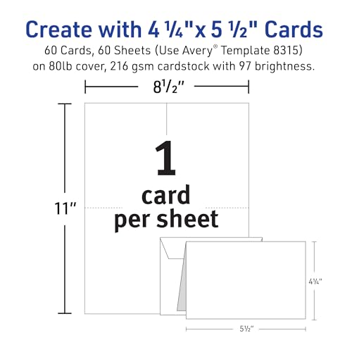Avery 4.25" x 5.5" Matte White Note Cards with Envelopes Model 8315