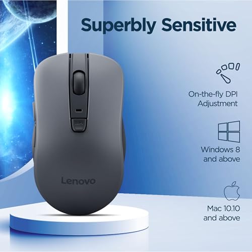 Lenovo 5.3in WL310 Bluetooth Optical Mouse 1600DPI Wireless Right-Handed