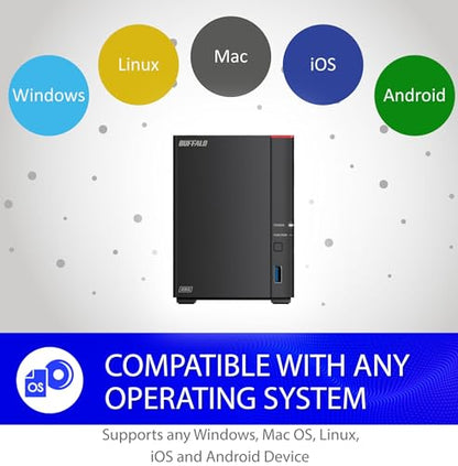 BUFFALO 8TB LS720D0802B NAS Device with Ethernet Connectivity and 5400 RPM Hard Drives