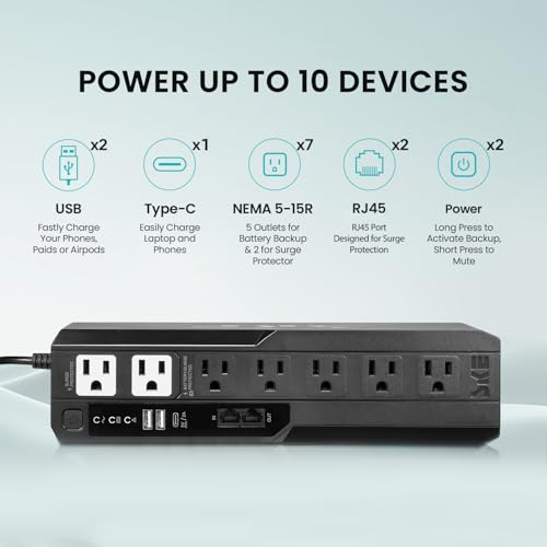 SKE SMART KEY ENERGY 240W VL425 UPS Battery Backup Surge Protector