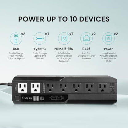 SKE SMART KEY ENERGY 240W VL425 UPS Battery Backup Surge Protector