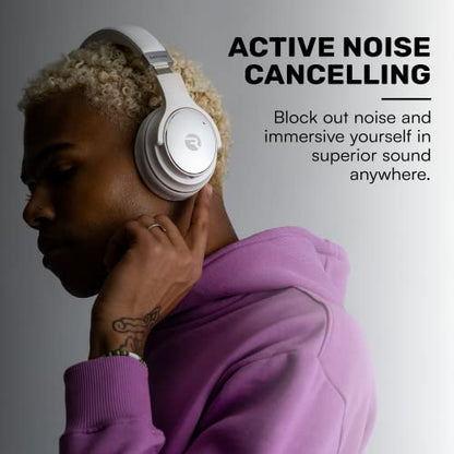 Raycon Over Ear Headphones RBE775-23E-BLA Wireless Bluetooth with Active Noise Cancellation, IPX 4 Water Resistant, 38 Hour Battery Life