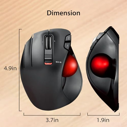 ELECOM M-XT4DRBK-G Wireless Optical Trackball Mouse, 6 Buttons, 1500 DPI, Left Handed, Ergonomic