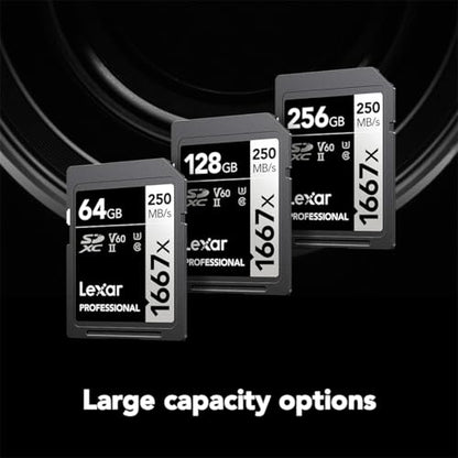 Lexar 128GB LSD128CBNA16672 SDXC Memory Card, UHS-II, Class 10, Up to 250 MB/s Read Speed