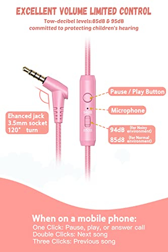 New Bee KH20 Wired Kids Headphones with HD Microphone and Volume Limiting Functionality for Educational Use