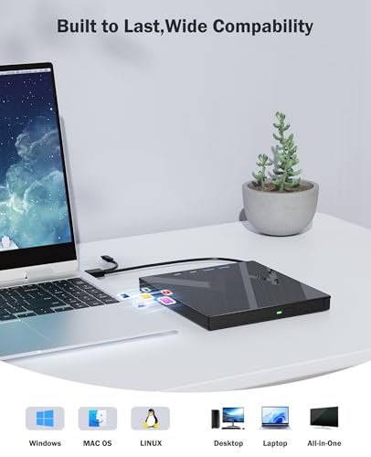 Wbacon External Blu-ray Drive Model Wbacon USB 3.0 Type C 100GB External Optical Reader A-2 MB Cache