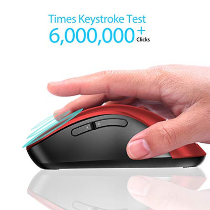 memzuoix 2.4G Wireless Mouse WM-697 Optical 1400 DPI Portable Mice Right-Handed Red