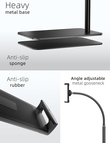 LanPavilion 12.9 inch Floor Stand Floor Stand-01 55.9 inch Adjustable Flexible Gooseneck Tablet Stand