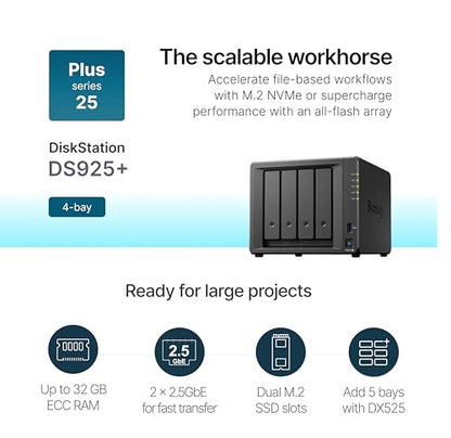 Synology DS925+ 4-Bay Network Attached Storage Device