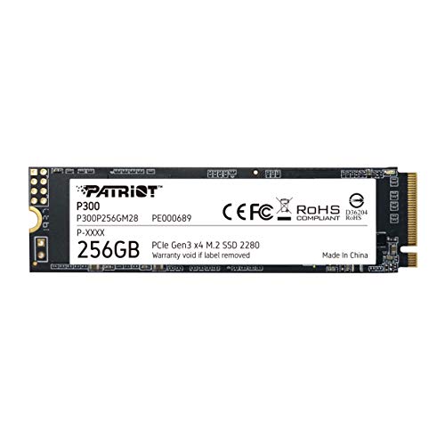 Patriot 256GB P300P256GM28 Internal Solid State Drive, NVMe, PCIe 3.0 x4, Black