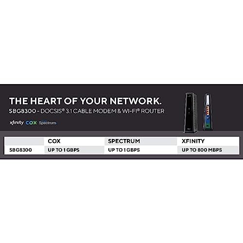 ARRIS SBG8300-RB Cable Modem Router Combo DOCSIS 3.1 Gigabit, AC2350 Dual Band Wi-Fi, 4 Ethernet Ports, Maximum Downstream/Upstream Data Rate 1 Gbps