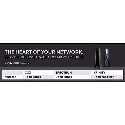 ARRIS SBG8300-RB Cable Modem Router Combo DOCSIS 3.1 Gigabit, AC2350 Dual Band Wi-Fi, 4 Ethernet Ports, Maximum Downstream/Upstream Data Rate 1 Gbps