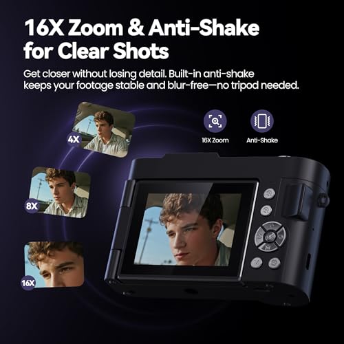 ROQIOO 16:9 A9-Black 48MP Compact Digital Camera