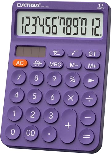 CATIGA 12 Digit Desktop Calculator SD-1292 LCD Display Plastic Purple