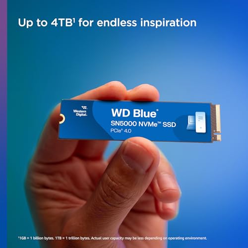 Western Digital 1TB WDS100T4B0E NVMe Solid State Drive SSD - PCIe 4.0, M.2 2280, 5150 MB/s Read Speed, 4900 MB/s Write Speed