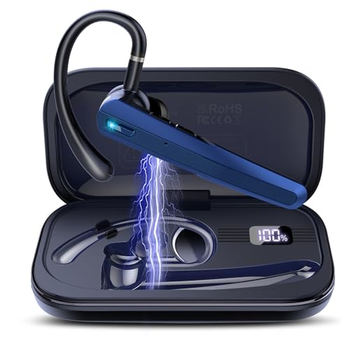 Atheewon N19 Wireless Bluetooth Headset V5.3, Noise Cancellation, Bluetooth 5.3, Waterproof, In-Ear, Single Ear, Dark Blue
