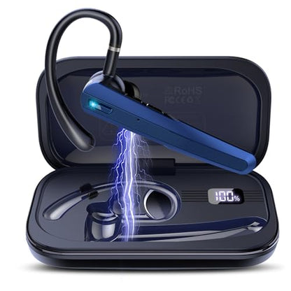 Atheewon N19 Wireless Bluetooth Headset V5.3, Noise Cancellation, Bluetooth 5.3, Waterproof, In-Ear, Single Ear, Dark Blue