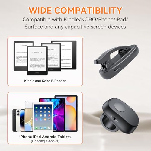 PPTSLID E-Reader Page Turner for Kindle, iPad, and Tablets - Remote Control Accessory - Black