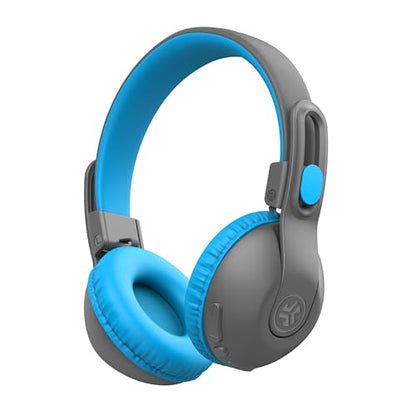 JLab JBuddies Studio 2 Wireless Headphones - Model HBKSTU2RGRYBLU122 - 65+ Hour Battery Life - On-Ear Design - Adjustable - Volume Limiter - Noise Isolation - Grey/Blue