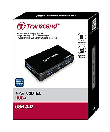 Transcend 4-Port USB 3.0 Hub TS-HUB3K Aluminum Black