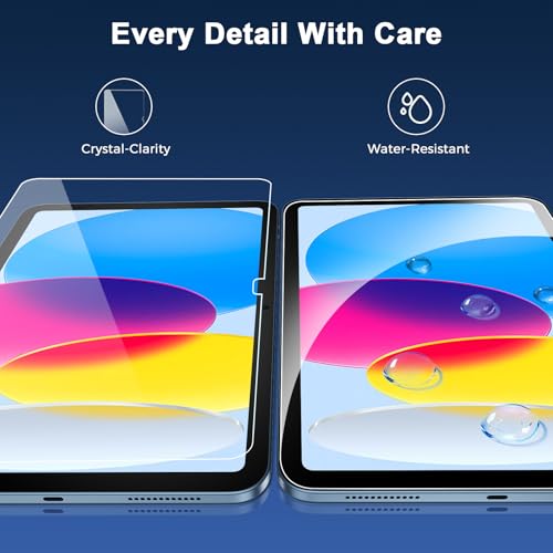 BLOSOMEET Screen Protector for iPad 10th Generation 10.9 Inch, Tempered Glass, Model A3354/A3355/A3356/A2696/A2757/A2777, 9H Hardness, Glossy Finish