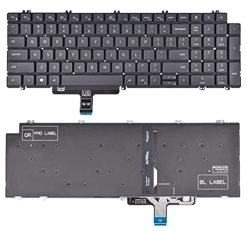 KBRPARTS Replacement Keyboard Black Backlit QWERTY Layout for Dell Latitude 5520 5530 5540 5521 5531, Precision 3560 3570 3580 3561 3571 3581, Precision 7670 7680 7770 7780