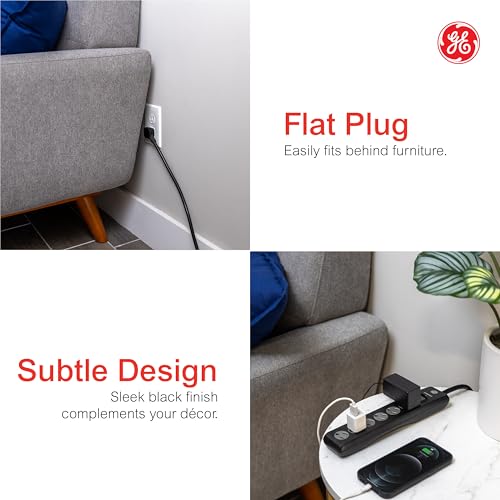 GE 15 Ft Power Strip 54650 6 Outlets 125 Volts 800 Joules Type B