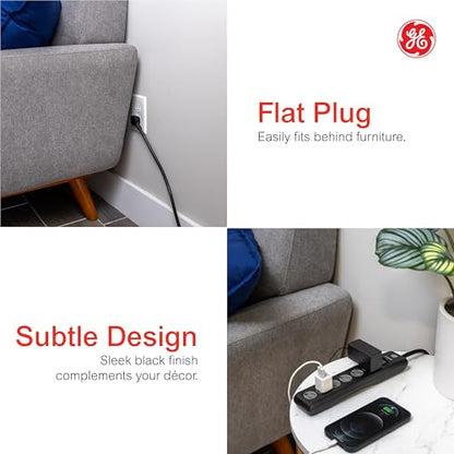 GE 4 Ft Power Strip 6 Outlets 800 Joules Type B