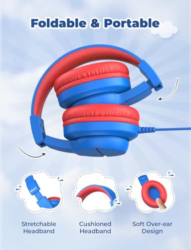 iClever HS19 Over-Ear Headphones for Kids, 32 Ohms, 20-20000 Hz, Wired