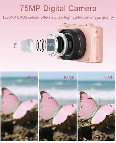 FLATIC 5K WD08 Digital Camera, 75MP Resolution, MP4 Format, Compact Category