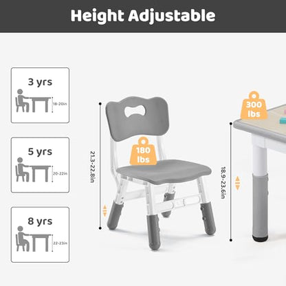 CuFun 2 Chairs YC-6060 Kids Table & Chairs Set Height Adjustable Activity Table