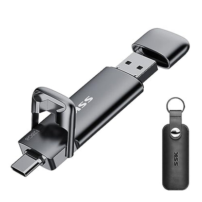 SSK 128GB SD301 External Solid State Drive USB 3.0 550 MB/s Compact Dual USB Connector Flash Drive