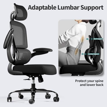 TRALT 1 Count YX001-1 Ergonomic Office Chair 330 lbs Load Capacity Indoor Use Black