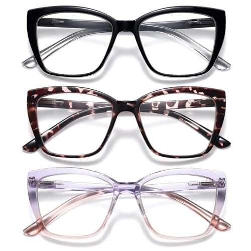 ORANZI 55mm OZ01 Blue Light Blocking Reading Glasses 1.5D Polycarbonate Full Rim Cat-Eye Style