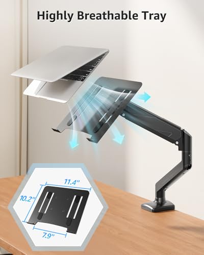 MOUNTUP Adjustable Laptop Arm Mount for Desk MU4007-07, Black, Clamp/Grommet Mounting